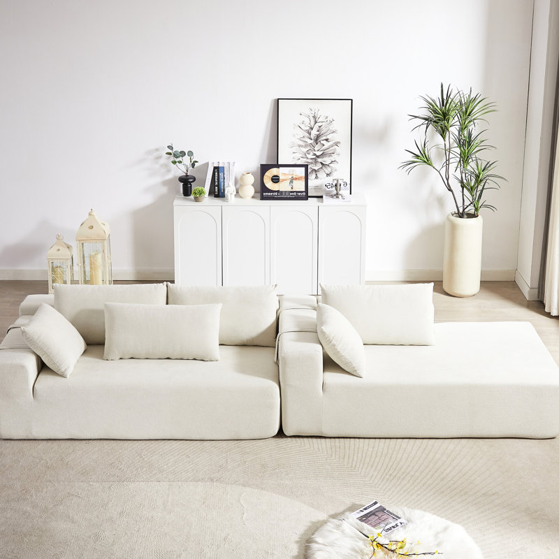 Canapé modulaire en chenille - L 108 po en forme de L avec 6 coussins, combinaison pour le salon, la chambre à coucher (méridienne droite), chambre d'amis avec canapé moderne et lisse