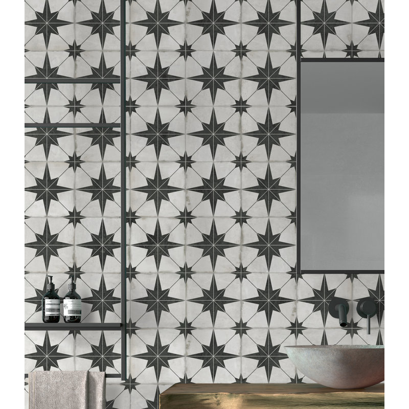 Carrelage mosaïque composite 12 po x 12 po, Étoiles noires