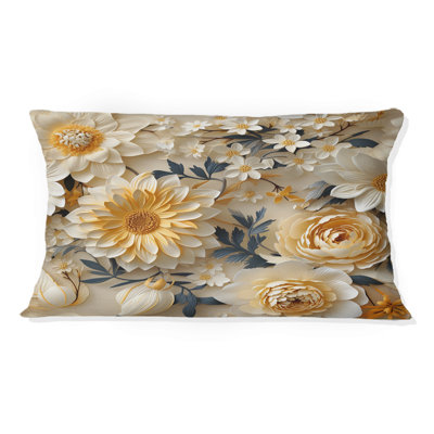 Crème délicate dentelle fleur botanique III - coussin à imprimé floral