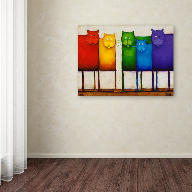 " Rainbow Cats ", 35" H x 47" W x 2" D, Wrapped Canvas