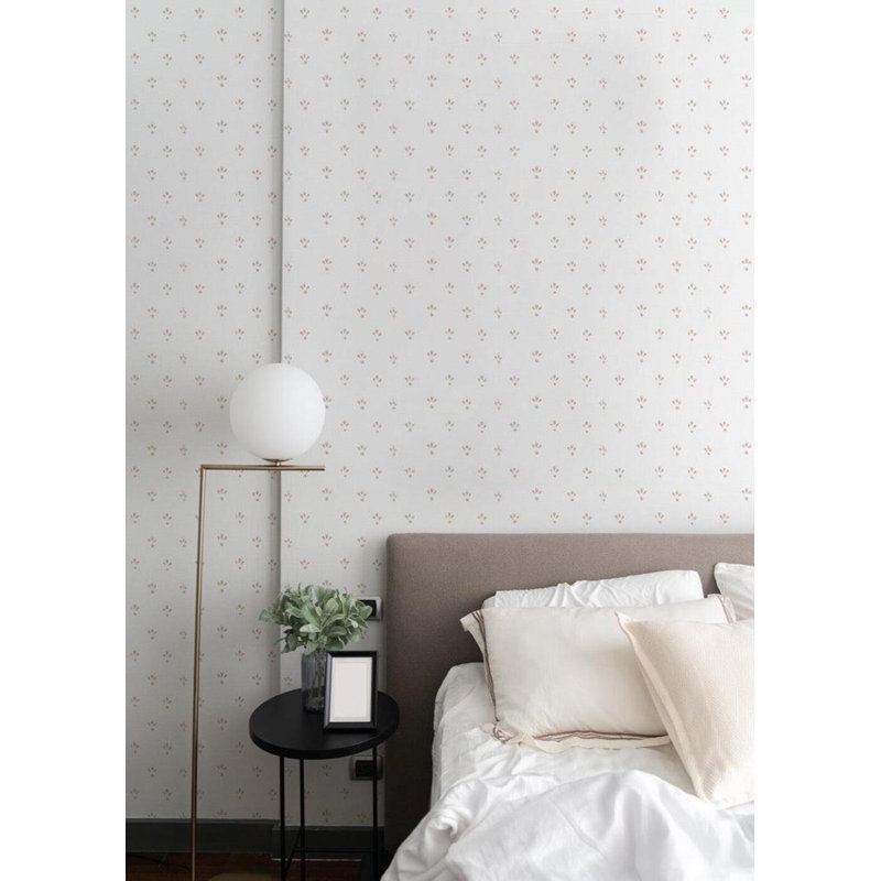 Lady Charlotte Fleur 10' L x 24" W Wallpaper Roll, Dusty Peach, Faux Grasscloth, Non-pasted