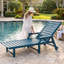 Chaise longue d'extérieur en PEHD, dossier réglable à 5 positions, avec roulettes et porte-gobelet, idéale pour la terrasse de piscine ou le jardin, bleu marine.-402619718-402619719