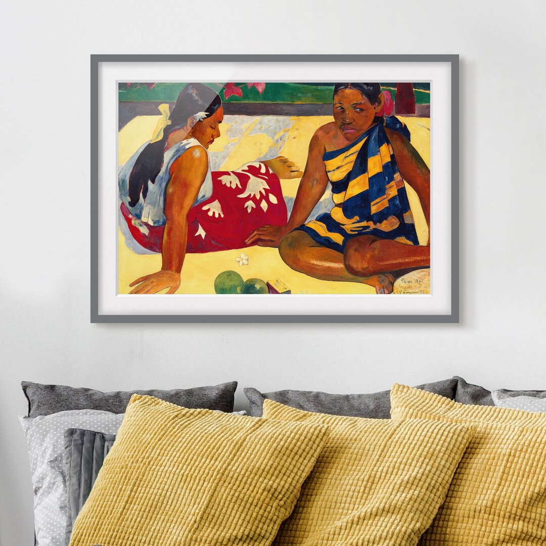 Gerahmtes Poster Tahitian Women on the Beach von Paul Gauguin