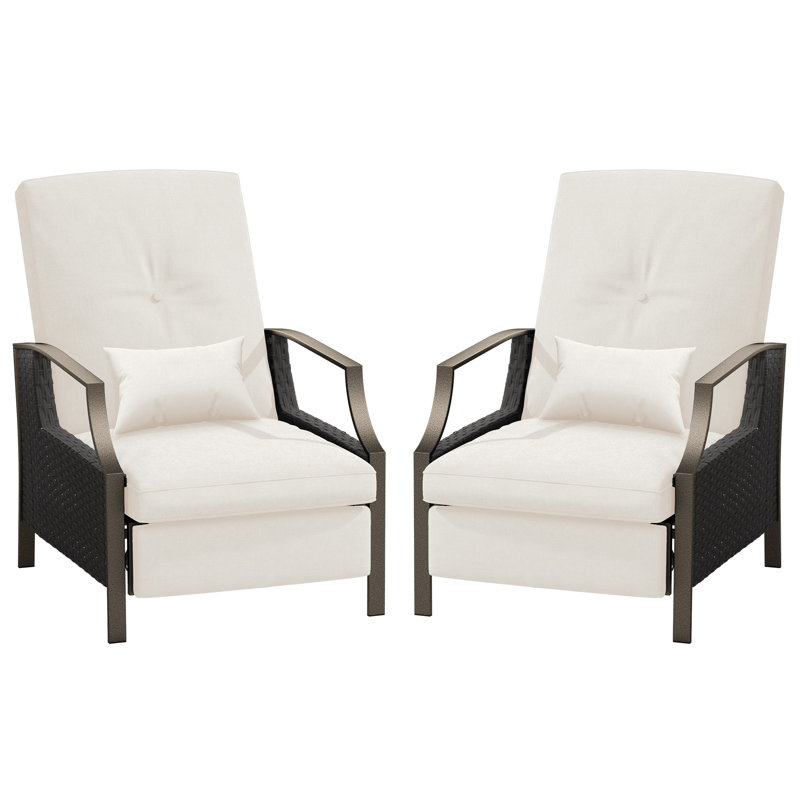 Chaise d'extérieur en fer thermolaqué avec coussins Zero Gravity, Blanc