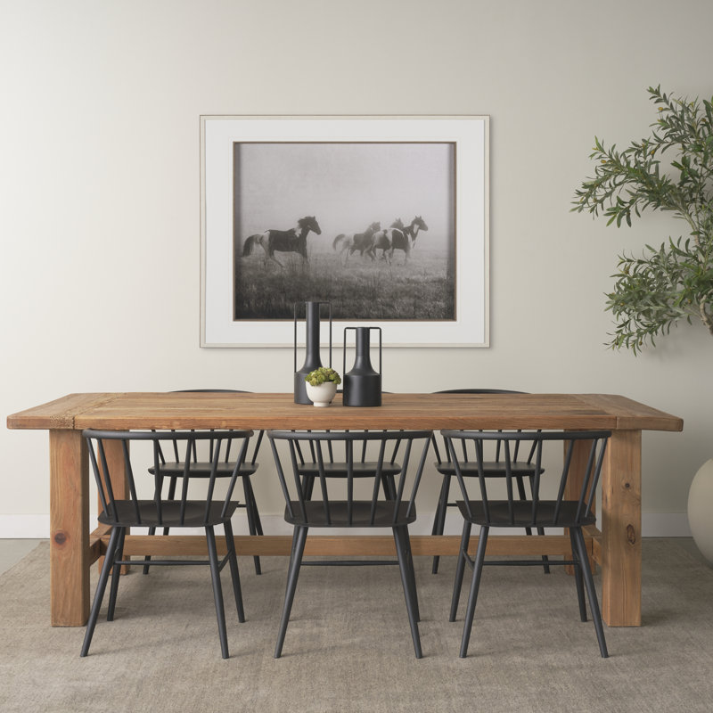 Nonnie Rectangular Natural Brown Wood Dining Table, 39" W x 94.5" L