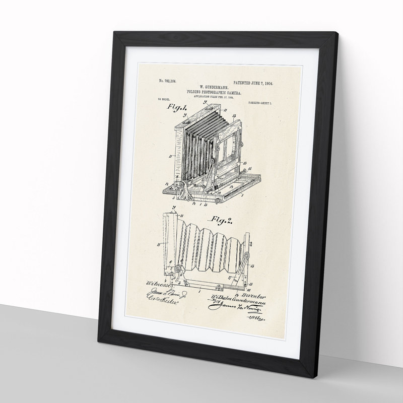Camera Patent - Picture Frame Painting, 48cm H x 36cm W x 2cm D, Black Framed