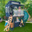 KidKraft Cozy Escape Two-Level Wooden Garden Playhouse with Slide, Kitchen and Rock Wall - Navy-126105956