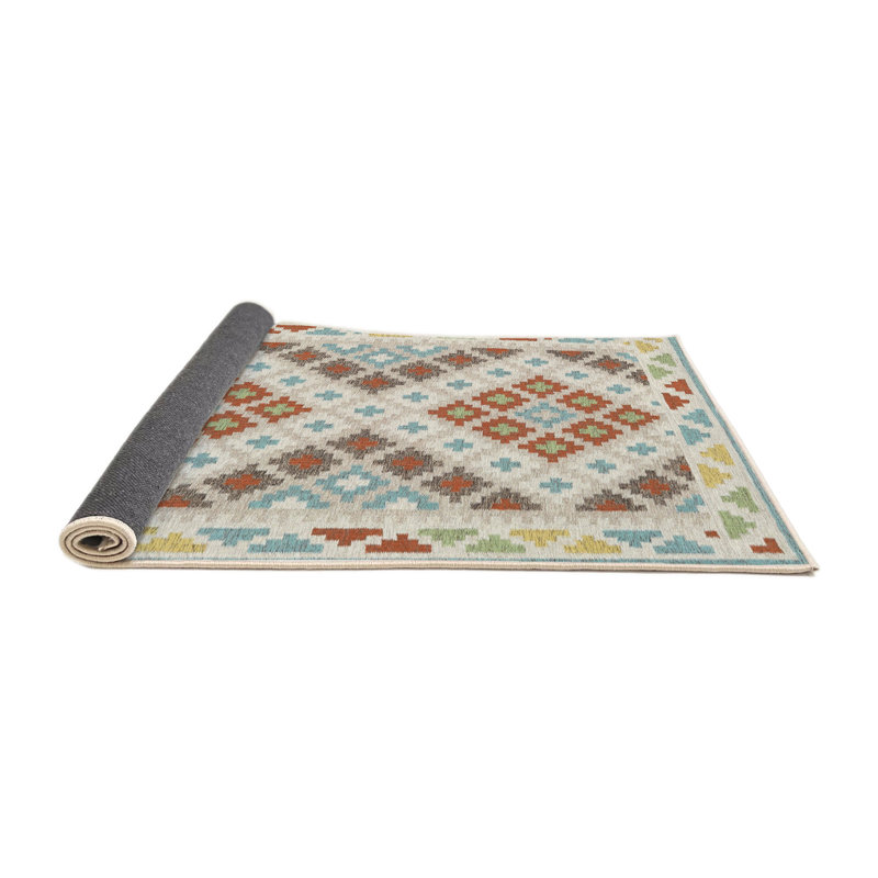 Tapis beige/brun ciel/vert léger, Rond 7 pi