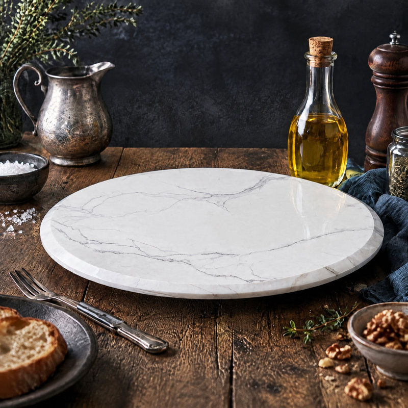 Plateau tournant Marbel Lazy Susan en rotation à 360°, H 0,8 po x L 15,7 po x l 15,7 po