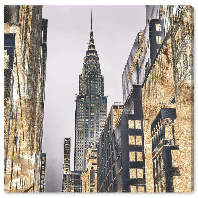 " The Golden City New York Skyscraper Modern Gold " by Oliver Gal, Wrapped Canvas, 30" H x 30" W x 1.5" D