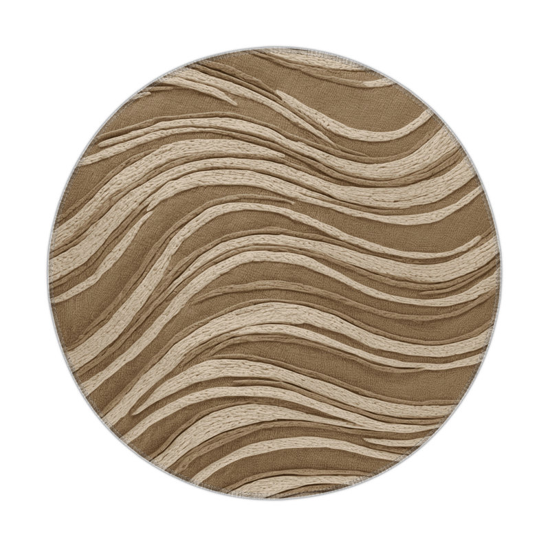 Tapis beige d'intérieur et d'extérieur Nature, Rond 5 pi