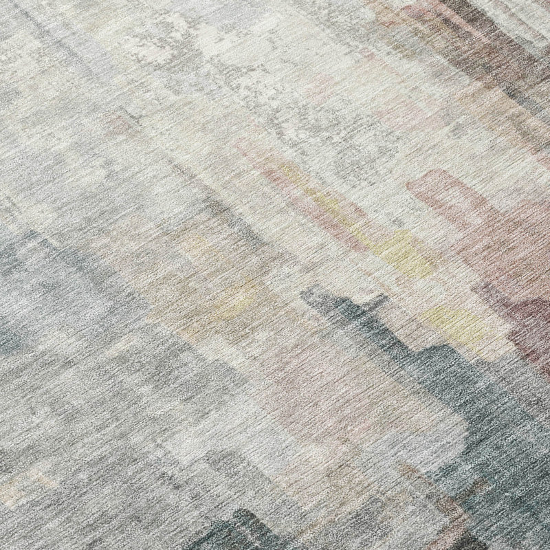 Machine Washable Indoor/Outdoor Chantille ACN2668 Abstract Rug, Ivory, 8' Round