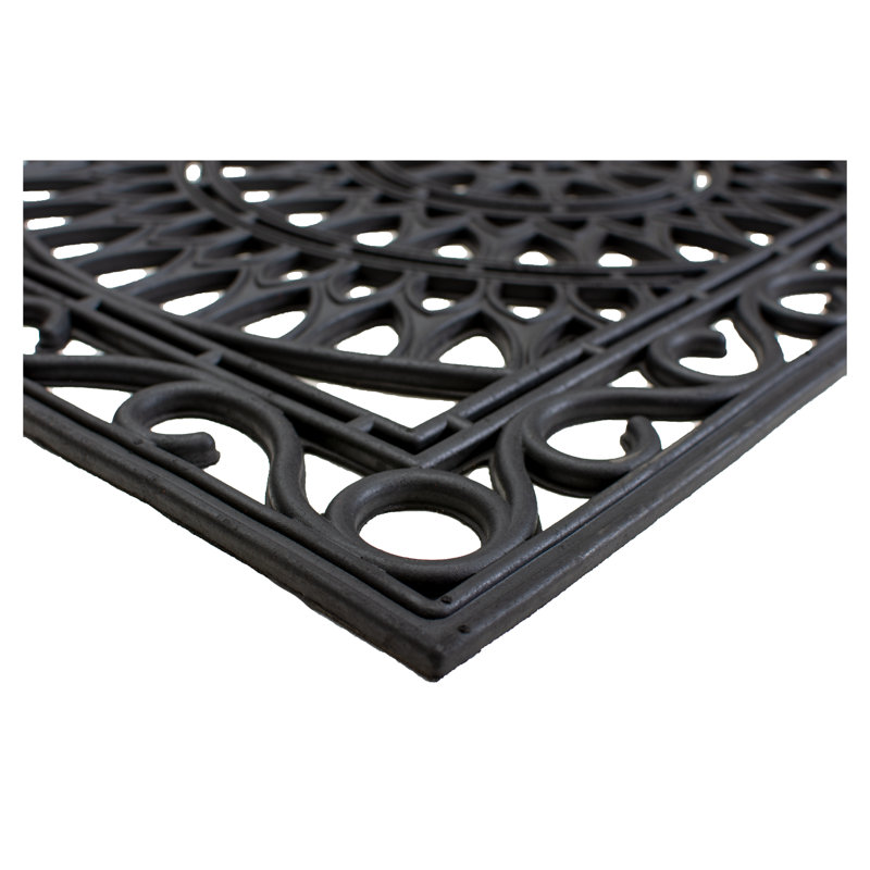 Karyen Scrolled Medallion Non-Slip Rubber Doormat