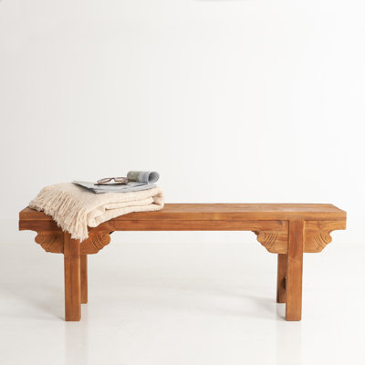 Banc en bois massif naturel sculpté