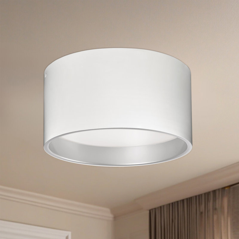 Matte Black and White Aluminum LED Drum Flush Mount