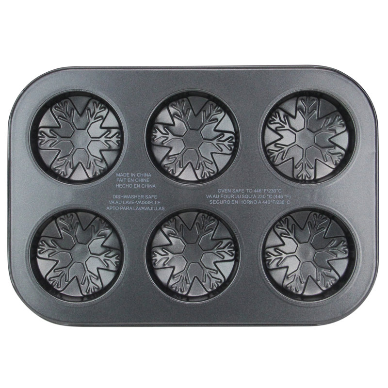 10" Gray Metal Snowflake Baking Pan