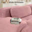 Canapé modulaire rose 3 places en velours côtelé, profil bas, avec coussins moelleux et accoudoirs incurvés-426461250