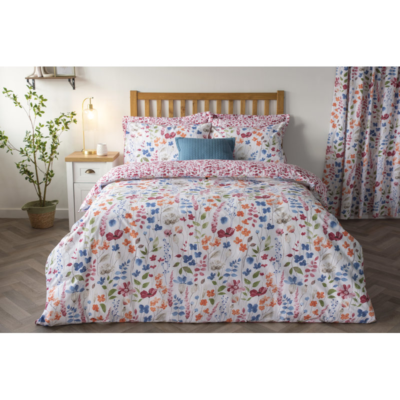 Marnie Cotton Blend Floral Duvet Cover Set with Pillowcases Included, Kingsize