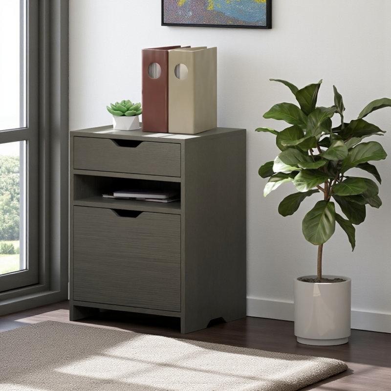 Holtman Filing Storage Cabinet in Charcoal Finish, 26.12'' H X 19.05'' W X 15.74'' D, Charcoal
