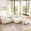 Canapé modulaire en L beige avec méridienne réversible, port USB, tiroir de rangement, console à couvercle rabattable et coussins amovibles-1812735891