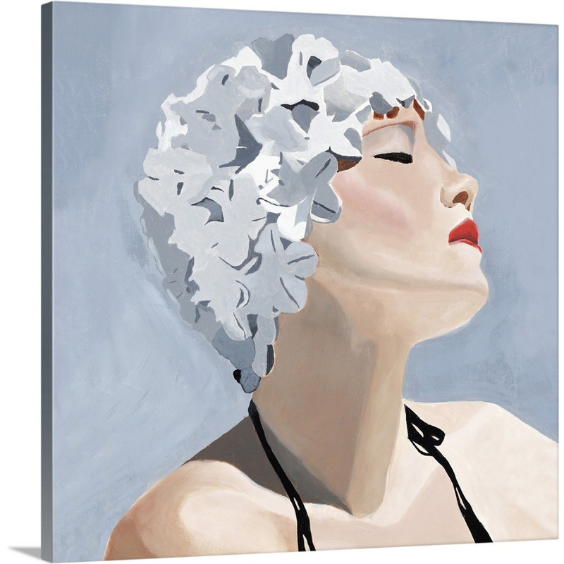 « nage cap ii », peinture sur toile, Toile tendue, H 16 po x l 16 po x p 1,25 po