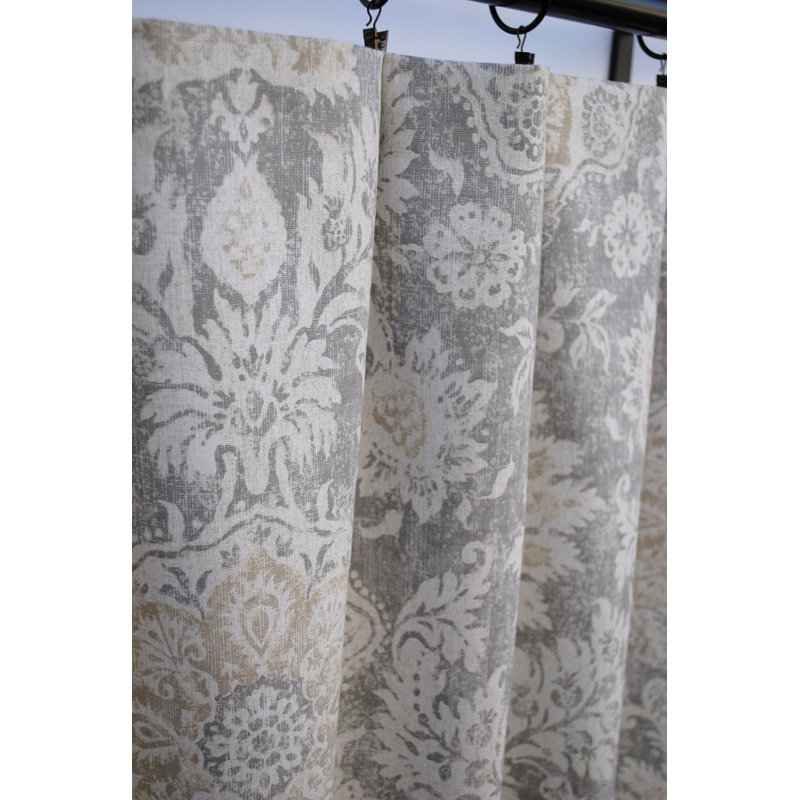 Cotton Room Darkening Curtain Pair, Beige/Gray, 25" W x 90" L
