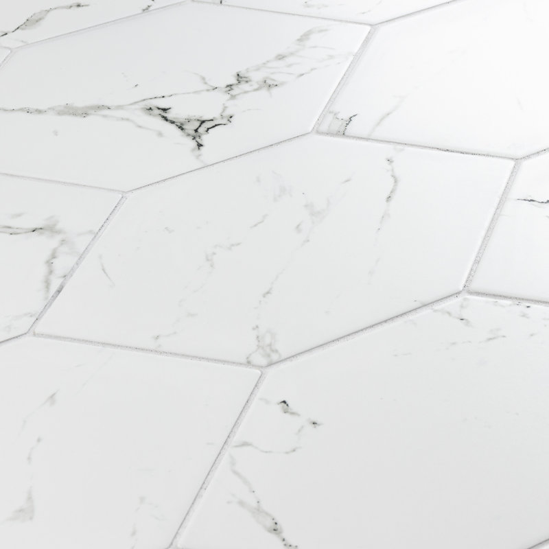 Timeless Calacatta Kayak 6-1/2" x 12-1/2" Porcelain Stone Look Wall & Floor Tile