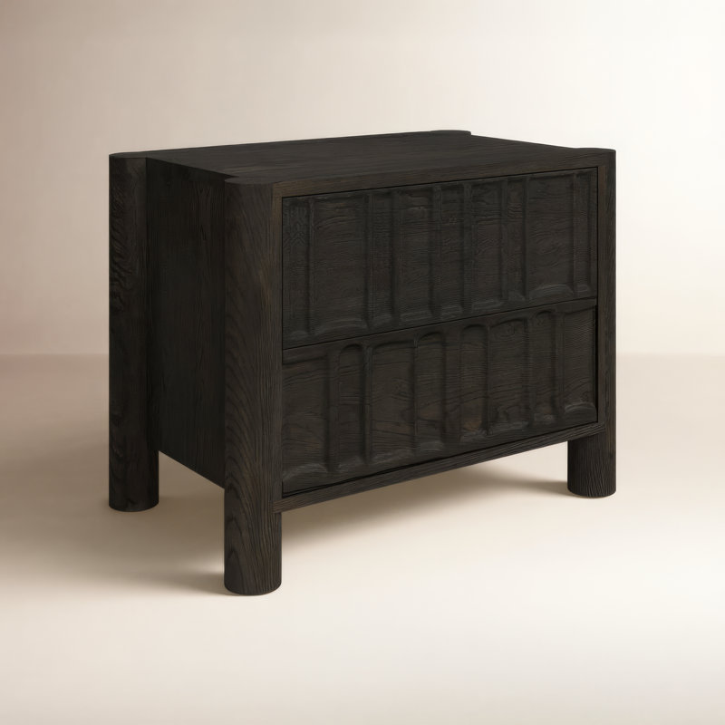 Gelsey Solid Wood 32" Nightstand, Black