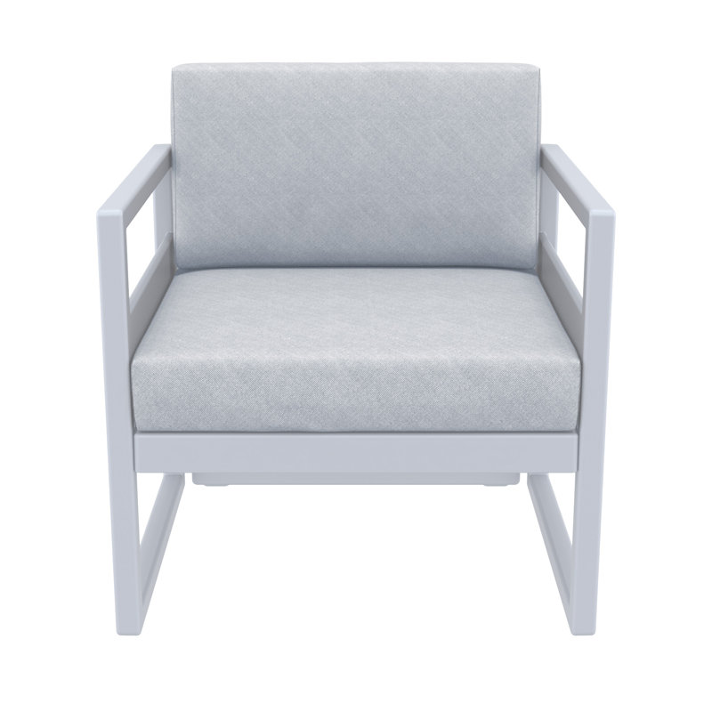 Chaise de patio avec coussins Lane, Argent / gris, Toile granit Sunbrella®