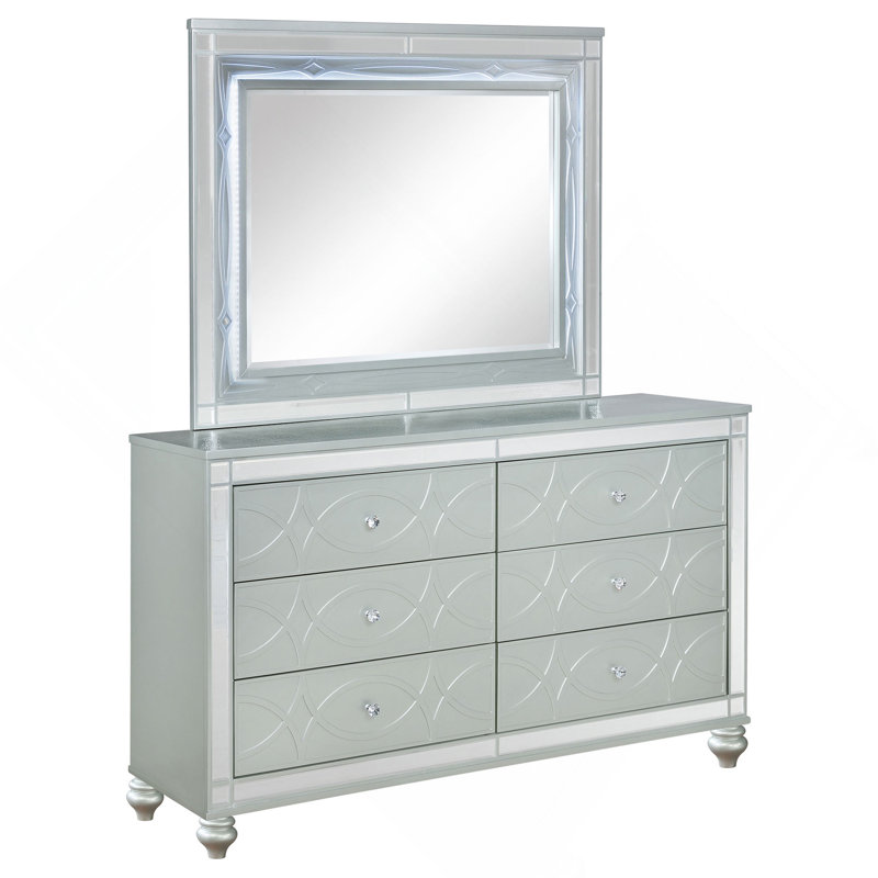 Commode 6 tiroirs avec miroir Metallic