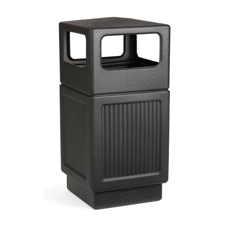 Canmeleon Plastic 38 Gallon Open Trash Can, Black