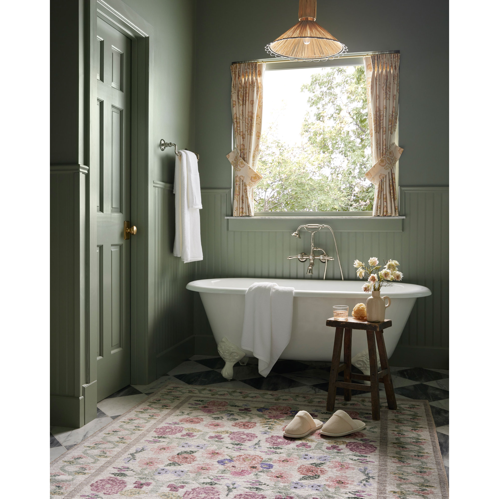 Rosa Rifle Paper Co. x Loloi Ivory Area Rug, Runner 2'6" x 7'6"
