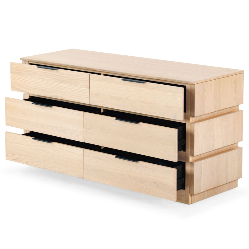 Titus 6 Drawer Stacked Dresser, Oak