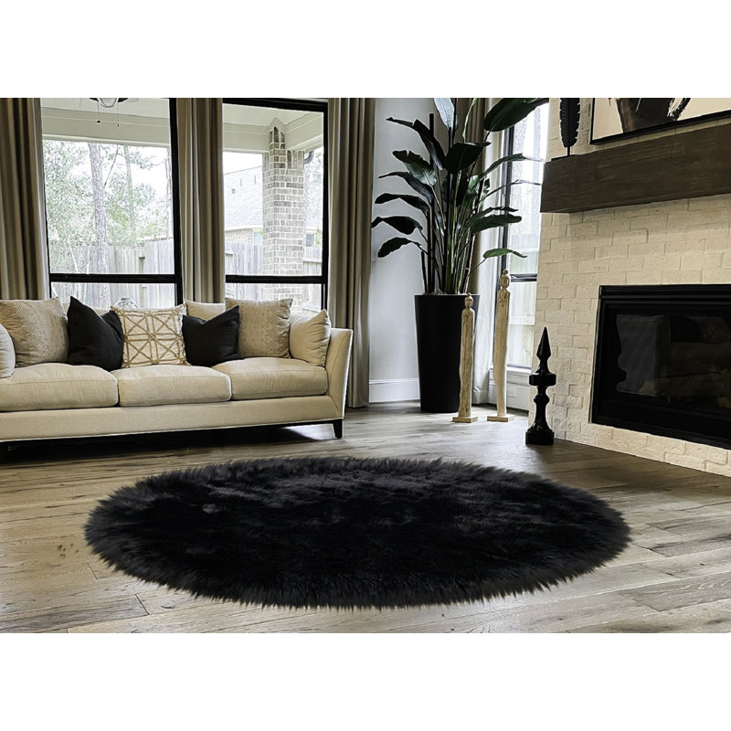 Mar Vista Faux Sheepskin Indoor Rug, Round 9'6" x 9'6"