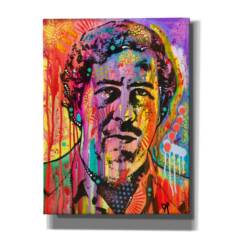 «Pablo Escobar» par Dean Russo, art mural sur toile, H 16 po x l 12 po x P 0,75 po
