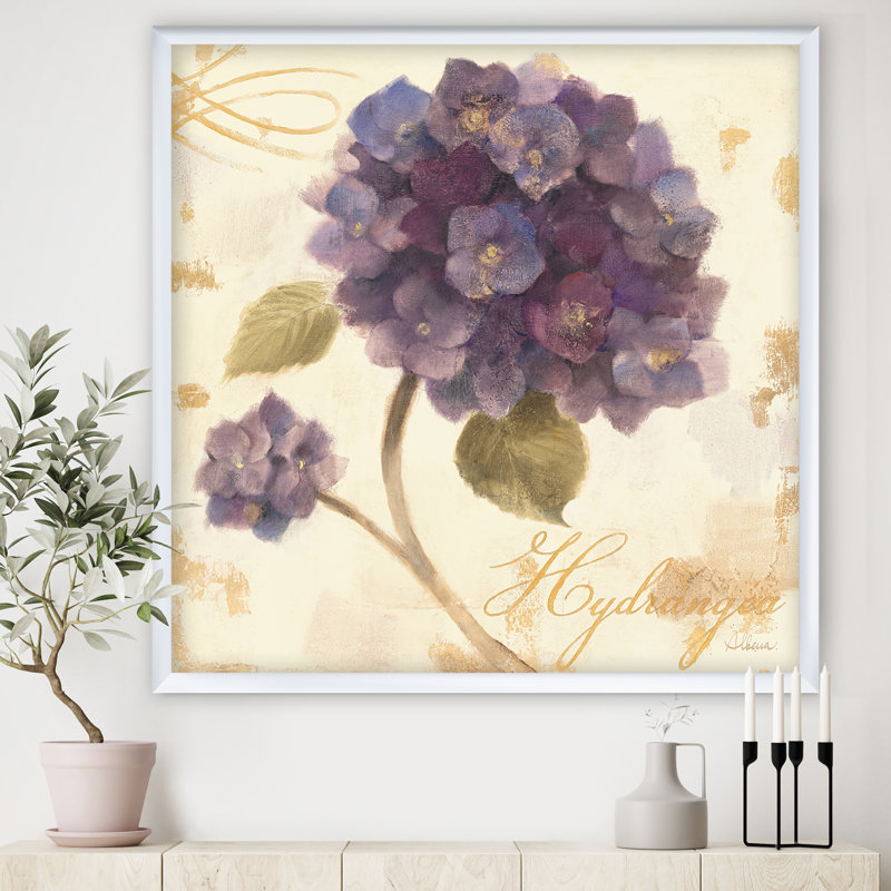 « abondant hortensia fleur ii »-reproduction d’image sur toile, H 16 po x l 16 po x P 1 po, Cadre blanc
