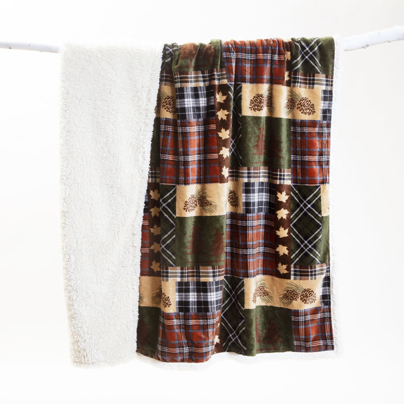 Tree Plaid Plaid Plush Sherpa Throw