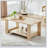 Rectangular Coffee Table with Glass Table Topand Shelf