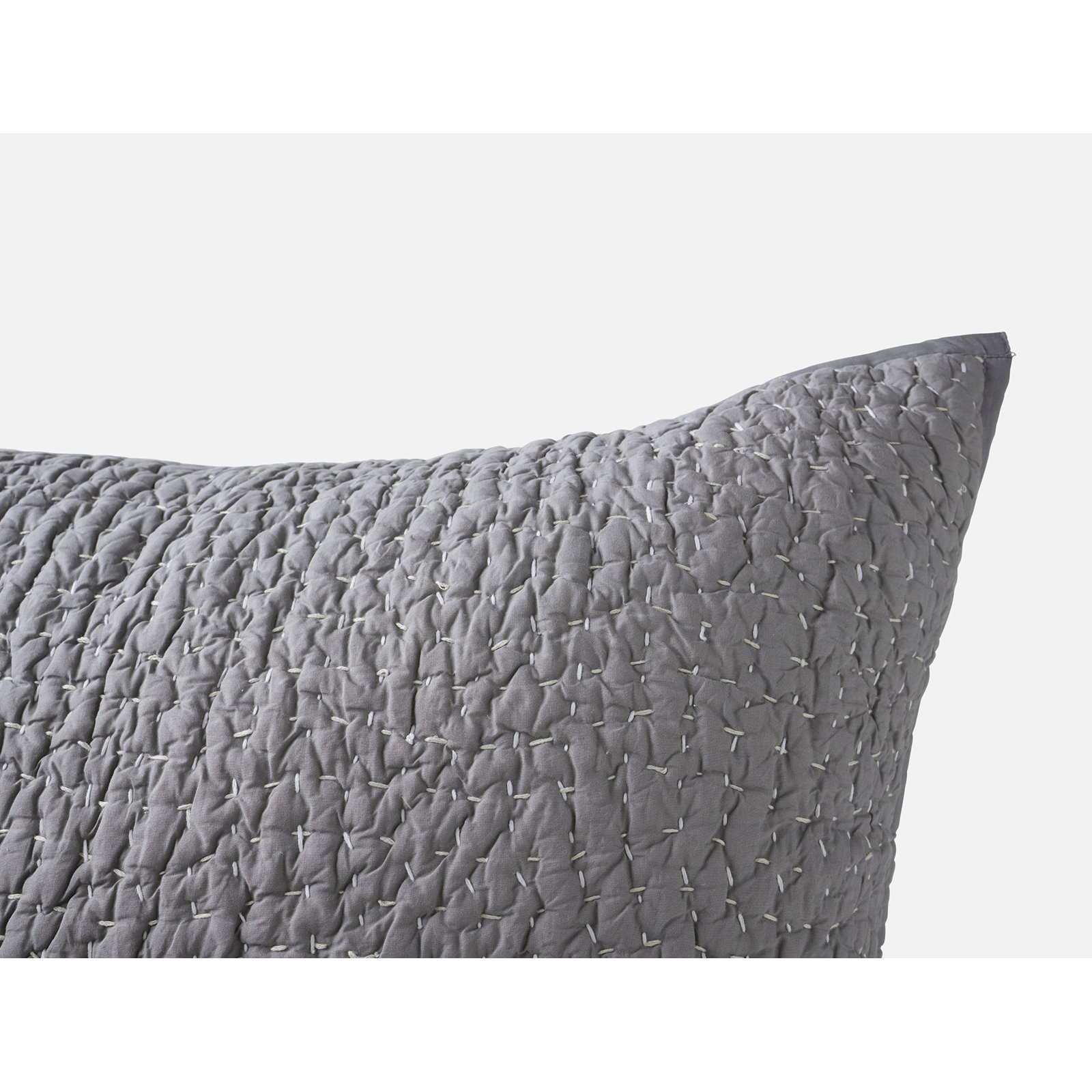 Pebbled Handstitched Organic Sham, Slate