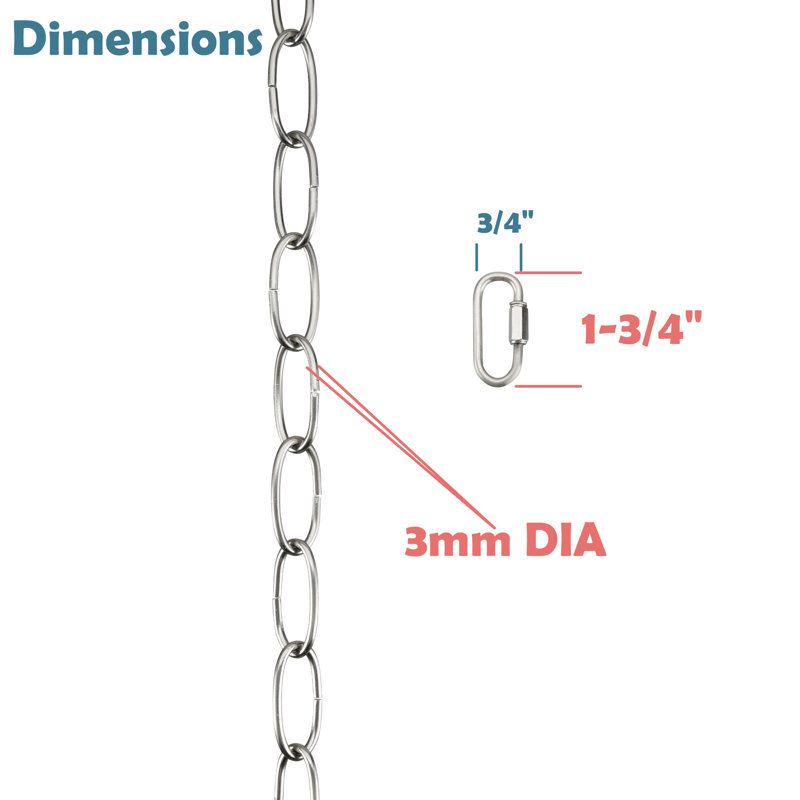 Heavy Duty Chain, Chrome, 240" H x 0.75" W x 0.75"D