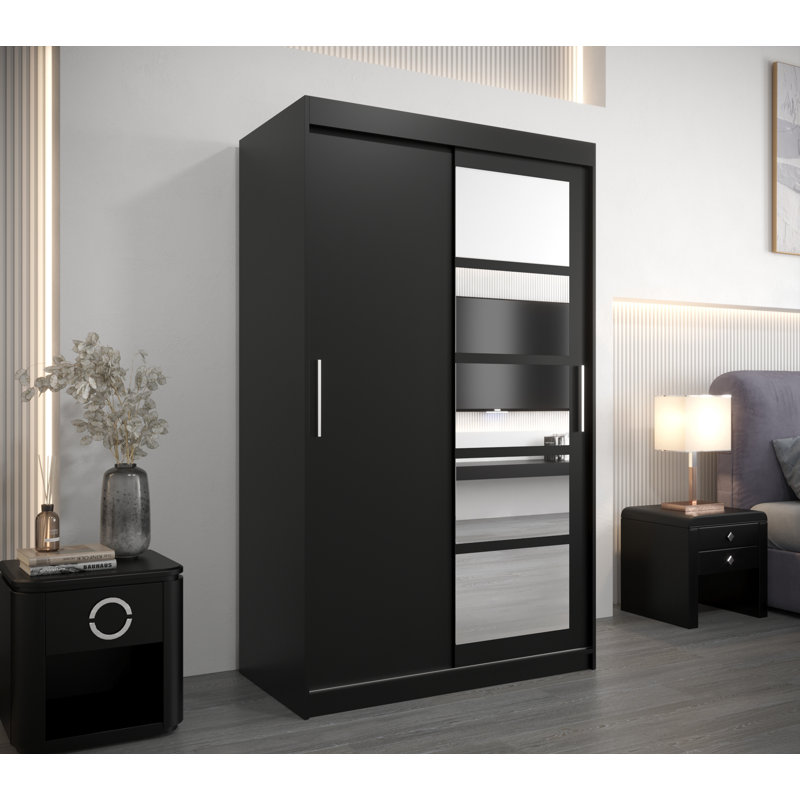 Aaheli 2 Door Manufactured Wood Wardrobe, Black Matte