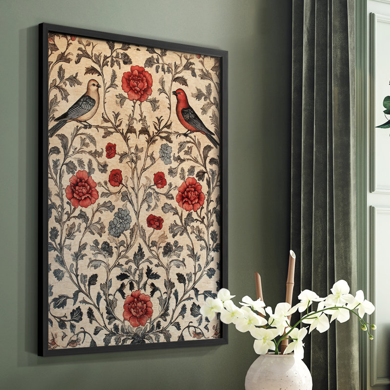 WM MORRIS Series CCXV  -Premium Framed Print -Ready to Hang - No Nails Required, Black, 11" H x 9" W