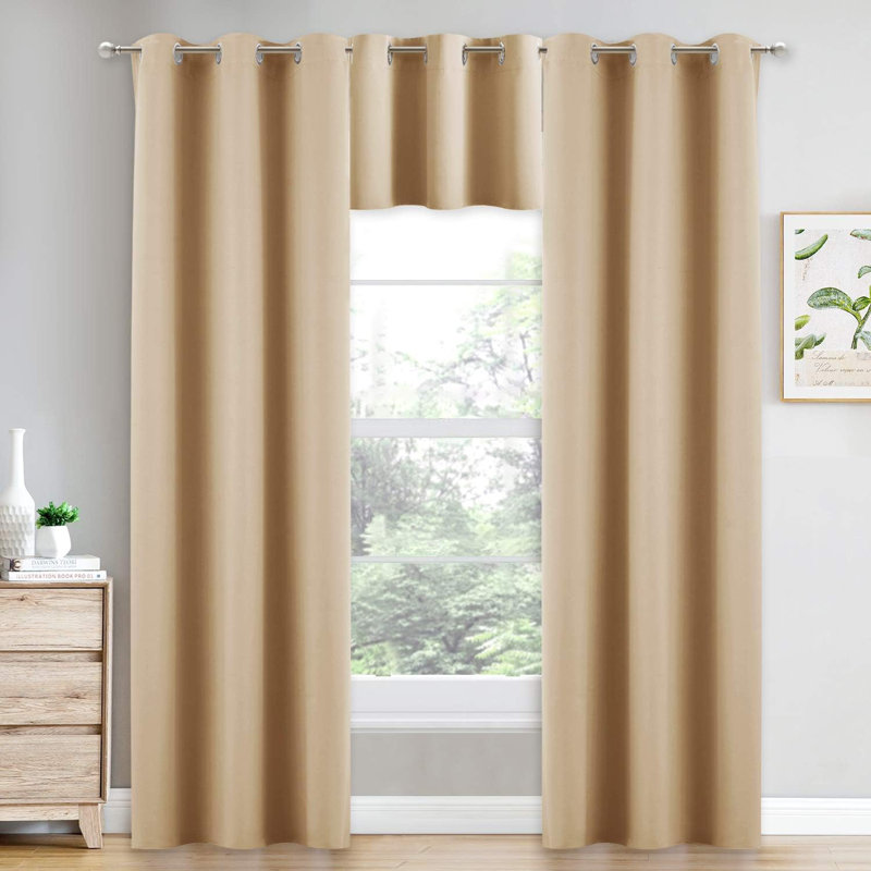 Blackout Small Window Valances, Rustic Farmhouse Curtains Grommet Top Thermal Insulated Window Drapes for Kitchen/Bathroom/Basement, 2 Panels.