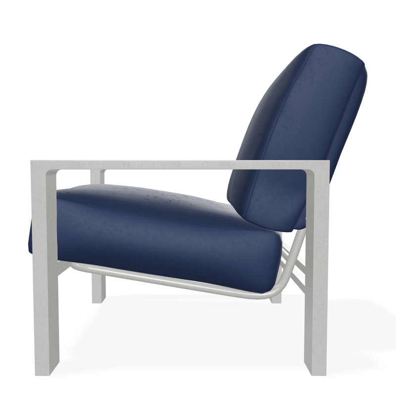 Larssen Outdoor Lounge Chair, Snow, Canvas Navy Sunbrella® Canvas