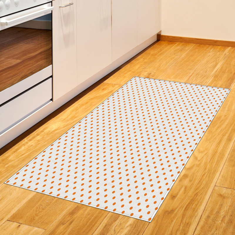 Tapis décoratif orange à haute densité de fibres longues en polyester, Rectangle 2 pi 7 po x 5 pi
