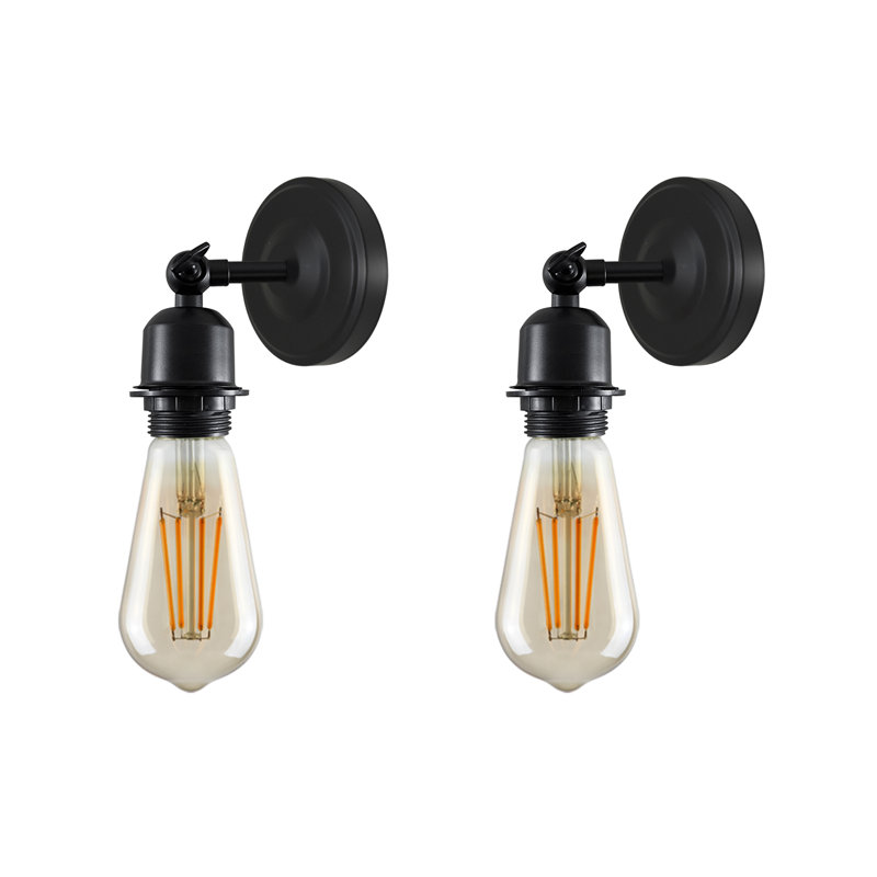 Boykin Adjustable Wall Sconce – Vintage Style Dimmable Light with Metal Shade by Breakwater Bay, Yes, Black