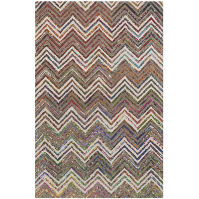 Tapis brun / beige en laine / coton touffeté à la main Airionna