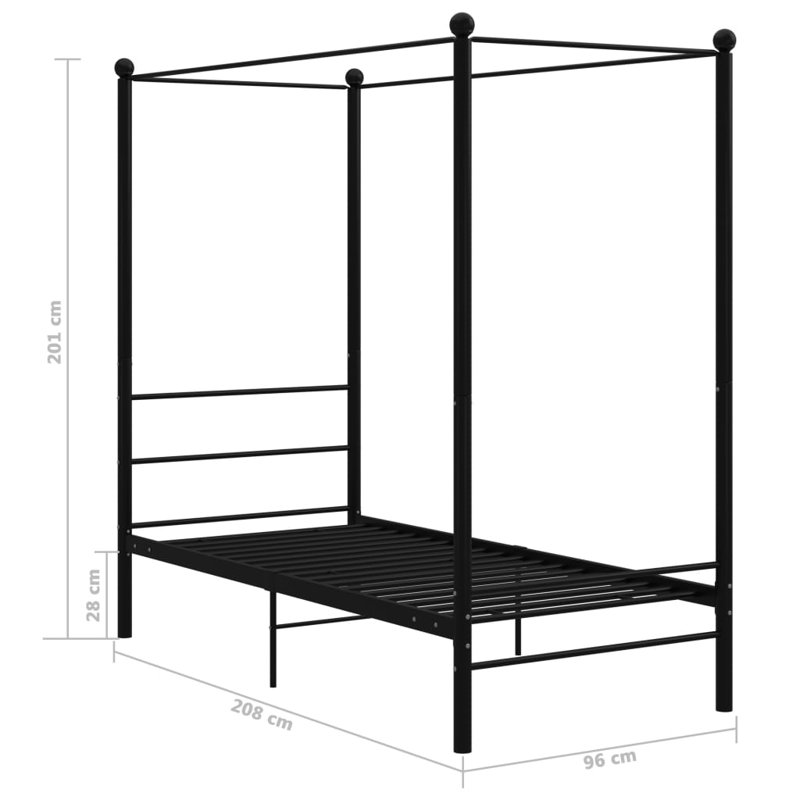 Azeezah Metal Bed, 90 x 200 cm, Black