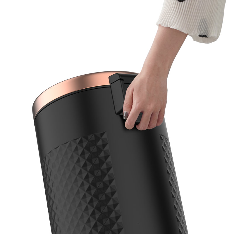 Black Stainless Steel Pedal Trash Can with Copper Lid - 8 Gallons