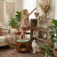  Lits pour chats fermés en bois massif de style Mid-Century et maison de chat portable avec coussin lavable amovible, tabouret multifonctionnel adapté aux animaux de compagnie, installation minimale pour le salon, la chambre à coucher, la décoration intérieure et les cadeaux